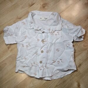 Rabbit & Bear Organic Cotton/ Linen‎ Blend Hawaiin Shirt White 18 Months